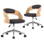 Drehbare Esszimmerstühle, 2 Stück, gebogenes Holz und schwarzes Leder. von , Essstühle - Ref: Foro24-3054917, Preis: 286,95 €...