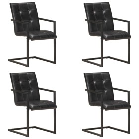 Schwebende Esszimmerstühle, 4 Stück, echtes schwarzes Leder. von , Essstühle - Ref: Foro24-3059816, Preis: 595,17 €, Rabatt: %