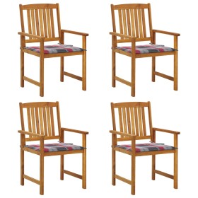 Garden chairs with cushions, 4 units, solid acacia wood. by , Garden chairs - Ref: Foro24-3061194, Price: 324,28 €, Discount: %