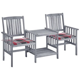 Garden chairs with a small table and solid acacia wood cushions. by , Garden sets - Ref: Foro24-3061315, Price: 161,86 €, Dis...