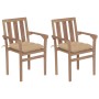 Sillas de jardín 2 unidades madera de teca con cojines beige de , Sillas de jardín - Ref: Foro24-3062226, Precio: 255,23 €, D...