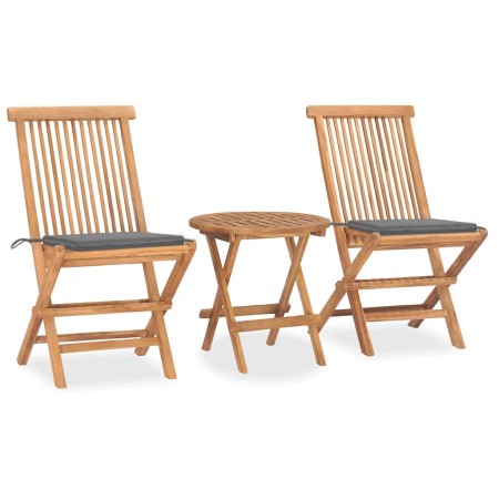 Faltbare Gartenessgruppe, 3-teilig, aus Teakholz mit Kissen. von , Gartensets - Ref: Foro24-3063172, Preis: 167,56 €, Rabatt: %