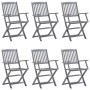 Faltbare Gartenstühle, 6 Stück, mit massiven Akazienholz-Kissen. von , Gartenstühle - Ref: Foro24-3065414, Preis: 314,18 €, R...