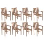 Stapelbare Gartenstühle, 8 Stück Massivholz Teak mit Kissen. von , Gartenstühle - Ref: Foro24-3073437, Preis: 1,00 €, Rabatt: %
