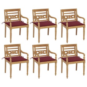 Sillas Batavia 6 unidades madera maciza de teca con cojines de , Sillas de jardín - Ref: Foro24-3073331, Precio: 752,09 €, De...