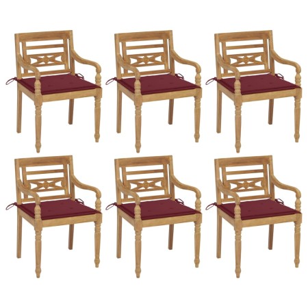 Sillas Batavia 6 unidades madera maciza de teca con cojines de , Sillas de jardín - Ref: Foro24-3073331, Precio: 752,09 €, De...
