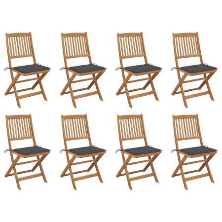Folding garden chairs 8 units and solid acacia wood cushions by , Garden chairs - Ref: Foro24-3075113, Price: 436,63 €, Disco...