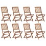 Folding garden chairs 8 units and solid acacia wood cushions by , Garden chairs - Ref: Foro24-3075113, Price: 436,63 €, Disco...