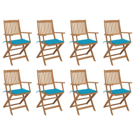 Folding garden chairs 8 units and solid acacia wood cushions by , Garden chairs - Ref: Foro24-3075089, Price: 427,59 €, Disco...