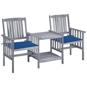 Gartenstühle mit kleinem Tisch und Kissen aus massivem Akazienholz von vidaXL, Gartensets - Ref: Foro24-3061312, Preis: 163,0...