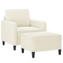 Sillón con taburete terciopelo crema 60 cm de , Sofás - Ref: Foro24-3201172, Precio: 213,43 €, Descuento: %