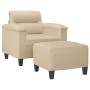 Sillón con taburete tela de microfibra crema 60 cm de , Sofás - Ref: Foro24-3201229, Precio: 236,22 €, Descuento: %
