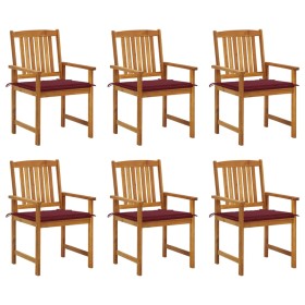 Garden chairs and cushions, 6 units, solid acacia wood. by , Garden chairs - Ref: Foro24-3078160, Price: 456,98 €, Discount: %