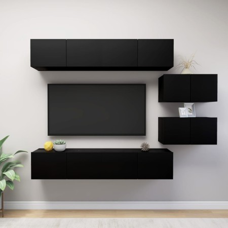 Wohnzimmermöbel-Set TV 6-teilig aus schwarzer Ingenieurholzmasse von , TV-Möbel - Ref: Foro24-3078831, Preis: 261,51 €, Rabat...