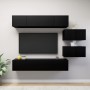 6-piece black engineered wood living room TV furniture set by , TV Furniture - Ref: Foro24-3078831, Price: 261,51 €, Discount: %