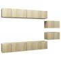 Living room TV furniture set, 8 pieces, engineered wood, Sonoma oak. by , TV Furniture - Ref: Foro24-3079042, Price: 239,39 €...