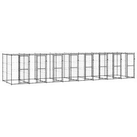 Außengehege aus Stahl mit einem Dach von 19,36 m². von , Hundehütten und Zäune - Ref: Foro24-3082255, Preis: 1,00 €, Rabatt: %