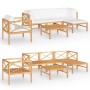 Set de muebles de jardín 6 pzas madera de teca y cojines crema de , Conjuntos de jardín - Ref: Foro24-3087200, Precio: 751,53 €