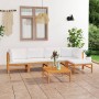 Gartenmöbel-Set, 6-teilig, aus Teakholz und cremefarbenen Kissen. von , Gartensets - Ref: Foro24-3087242, Preis: 677,04 €, Ra...