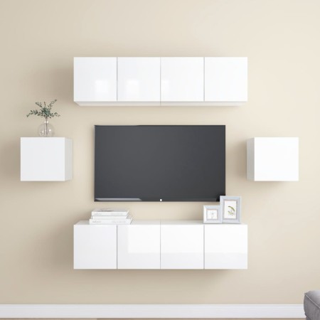 Wohnzimmermöbel-Set, 6-teilig, aus glänzend weißem Ingenieurholz. von , TV-Möbel - Ref: Foro24-3079312, Preis: 206,53 €, Raba...
