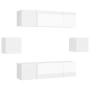 Set de muebles de salón 6 pzas madera ingeniería blanco brillo de , Muebles TV - Ref: Foro24-3079312, Precio: 214,29 €