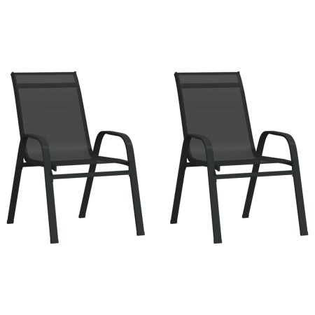 Sillas de jardín apilables 2 unidades textilene negro de , Sillas de jardín - Ref: Foro24-318777, Precio: 82,35 €, Descuento: %
