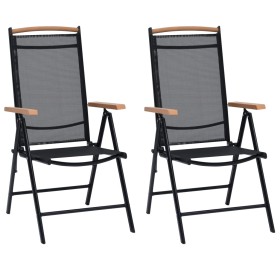 Folding garden chairs 2 units aluminum and black textilene by , Garden chairs - Ref: Foro24-41732, Price: 166,77 €, Discount: %