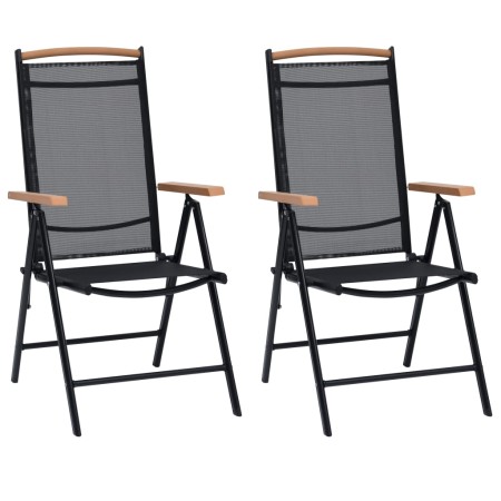 Faltbare Gartenstühle, 2 Stück, Aluminium und schwarzes Textilene von , Gartenstühle - Ref: Foro24-41732, Preis: 166,77 €, Ra...