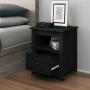 Solid black pine wood bedside table 40x35x49 cm by , Nightstands - Ref: Foro24-813717, Price: 50,51 €, Discount: %