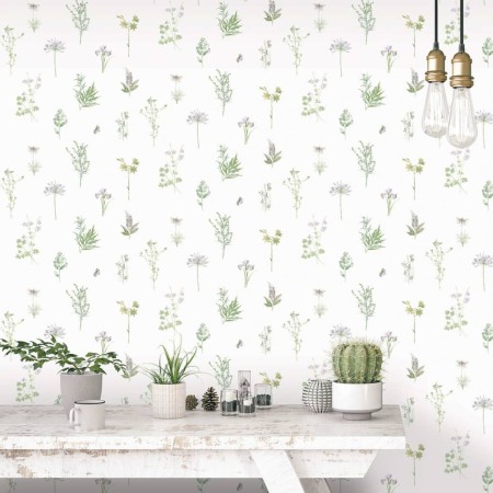 Immergrüne Tapete Kräuter und Blumen weiß von Noordwand, Bemaltes Papier - Ref: Foro24-434278, Preis: 31,94 €, Rabatt: %