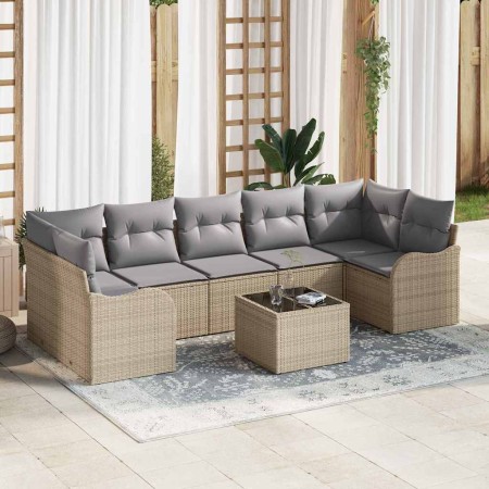 Conjunto de sofá de jardín 8 pcs Beige 55 x 55 x 37 cm