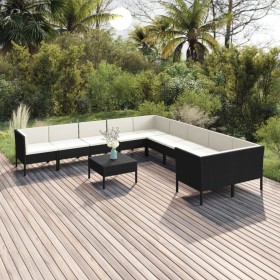 11-teiliges Gartenmöbel-Set mit schwarzen Polstern aus synthetischem Rattan. von , Gartensets - Ref: Foro24-3094496, Preis: 9...