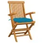 Gartenstühle 3 Stück Teakholz mit hellblauen Polstern von vidaXL, Gartenstühle - Ref: Foro24-3062533, Preis: 245,67 €, Rabatt: %