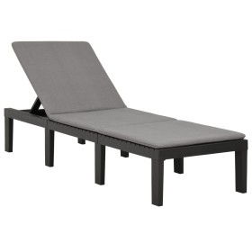 Tumbona con cojín plástico gris antracita de vidaXL, Tumbonas - Ref: Foro24-315829, Precio: 186,62 €, Descuento: %