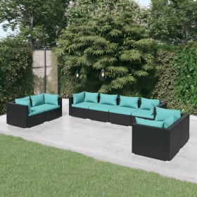Garden furniture set 8 pieces and black synthetic rattan cushions by , Garden sets - Ref: Foro24-3102281, Price: 971,91 €, Di...