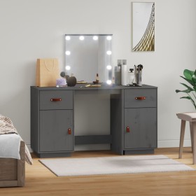 Juego de tocador con LED madera maciza de pino gris de , Tocadores para dormitorios - Ref: Foro24-3107841, Precio: 258,84 €, ...