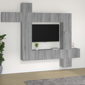 Set de muebles para TV 9 pzas madera contrachapada gris Sonoma de , Muebles TV - Ref: Foro24-3114660, Precio: 356,16 €, Descu...