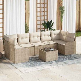 Conjunto de sofá de jardín 8 pcs Beige 55 x 55 x 37 cm