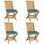Gartenstühle 4 Stück Teakholz mit hellblauen Kissen von vidaXL, Gartenstühle - Ref: Foro24-3062587, Preis: 256,85 €, Rabatt: %