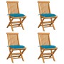 Gartenstühle 4 Stück Teakholz mit hellblauen Kissen von vidaXL, Gartenstühle - Ref: Foro24-3062587, Preis: 257,83 €, Rabatt: %