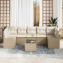 Conjunto de sofá de jardín 8 pcs Beige 55 x 55 x 37 cm