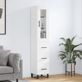 Aparador alto madera contrachapada blanco 34,5x34x180 cm de , Aparadores - Ref: Foro24-3199257, Precio: 123,48 €, Descuento: %