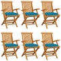 Gartenstühle 6 Stück Teakholz mit hellblauen Kissen von , Gartenstühle - Ref: Foro24-3062560, Preis: 460,85 €, Rabatt: %