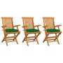 Garden chairs 3 units solid teak wood with green cushions by , Garden chairs - Ref: Foro24-3062534, Price: 217,12 €, Discount: %