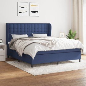 Cama box spring con colchón tela azul 160x200 cm en Camas y somieres | Comprar online en Foro24