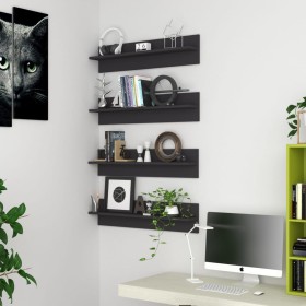 Wall shelf 4 pcs plywood gray 80x11.5x18 cm by , Shelves and shelves - Ref: Foro24-807338, Price: 33,99 €, Discount: %