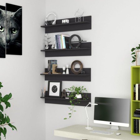 Wall shelf 4 pcs plywood gray 80x11.5x18 cm by , Shelves and shelves - Ref: Foro24-807338, Price: 33,94 €, Discount: %