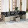Conjunto de sofá de jardín 8 pcs Gris claro 55 x 55 x 37 cm