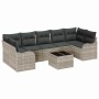 Conjunto de sofá de jardín 8 pcs Gris claro 55 x 55 x 37 cm