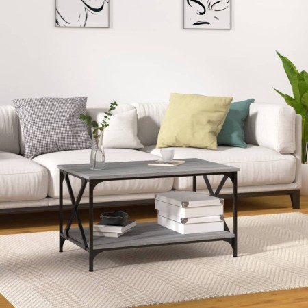 Center table made of gray Sonoma wood and iron, measuring 80x50x45 cm. by , Coffee table - Ref: Foro24-823320, Price: 54,57 €...